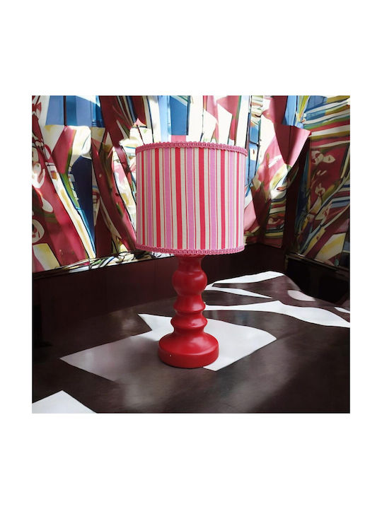 Pop Stripes Table Lamp Dimensions for E27 Fitting with Pink Shade and Base