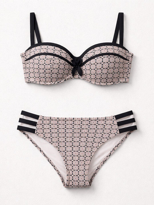 Set Bikini Γήινο Γεωμετρικό Print