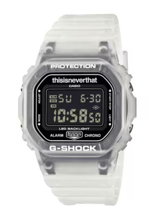 Casio Gshock Digital Herrenuhr mit Batterie und Weißem Gummiband