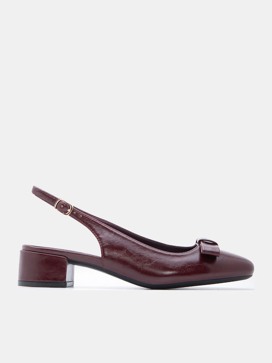 Spitze Zehe Pumps mit niedrigem Absatz Burgundisch