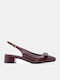 Spitze Zehe Pumps mit niedrigem Absatz Burgundisch