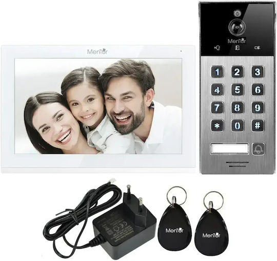 Smart Video Interfon Mentor Svk473w 4 Fire WiFi Card Pin Tuya App 7 Inch Ips Dvr Ahd 2mp Ik07 Alb