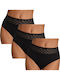 High Waist Women's Briefs 3Pack with Lace Black