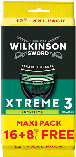 Wilkinson Sword Xtreme-3 Ξυραφάκια μιας Χρήσης για Ευαίσθητες Επιδερμίδες 24τμχ