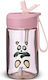 Carl Oscar Plastic Kids Water Bottle with Straw Non Spill Pink 400ml