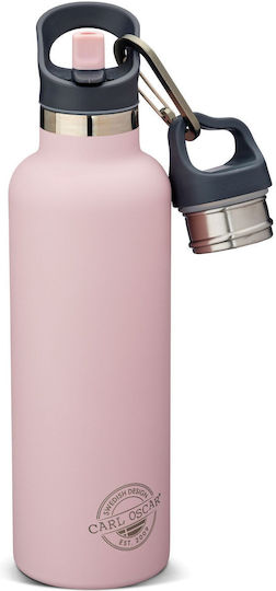 Carl Oscar Stainless Steel Kids Water Bottle Thermos with Straw Non Spill Pink 700ml