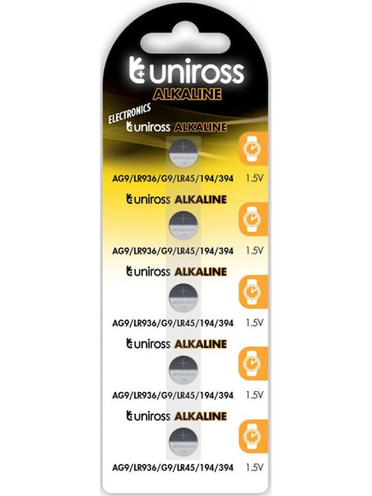 Uniross Alkalische Uhrenbatterien LR45 1.5V 5 Stück