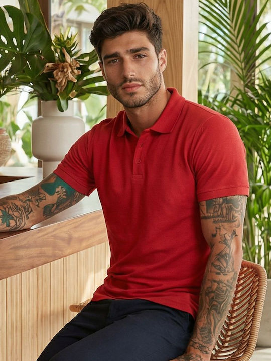 Panda Clothing Поло блуза с къс ръкав червена