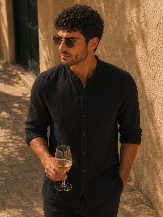 Panda Clothing Long Sleeve Linen Shirt in Regul...