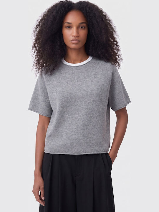 Damen Oversized T-Shirt Grau Melange