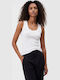Damen Bluse Baumwolle Ärmellos Weiß