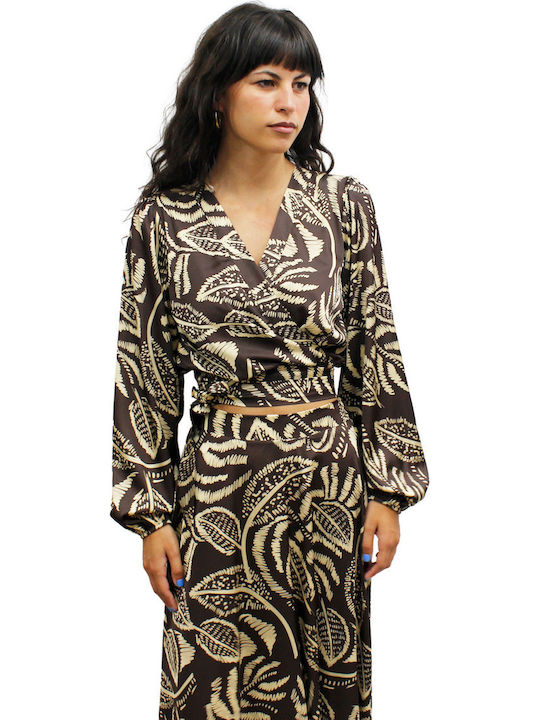 New Age Damenbluse Braun / Beige