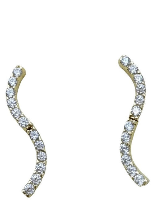 Kontopoulos Single Dangle Earring in 14K Gold with Stones