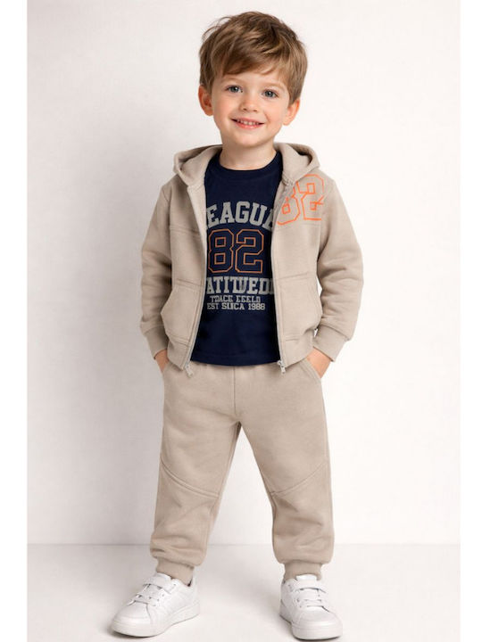 Action Sportswear Kids Sweatpants Set Beige 3 P...