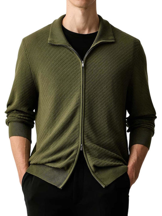 Herren Gestrickte Kapuzen-Zaketă Grün