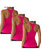 Sleeveless Cotton Women's T-Shirts with Racer Back Fuchsia 3Pack