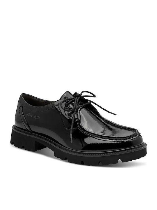 Lackleder Damen Mokassins in Schwarz Farbe
