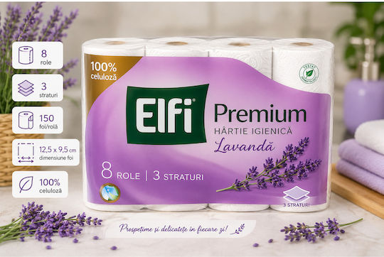 Premium Hârtie igienică 8 role 3 foi 8 pachete