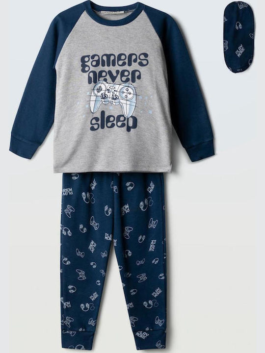 Hashtag Kinder-Nachtwäsche Winter Grau Meliert Gamers Never Sleep