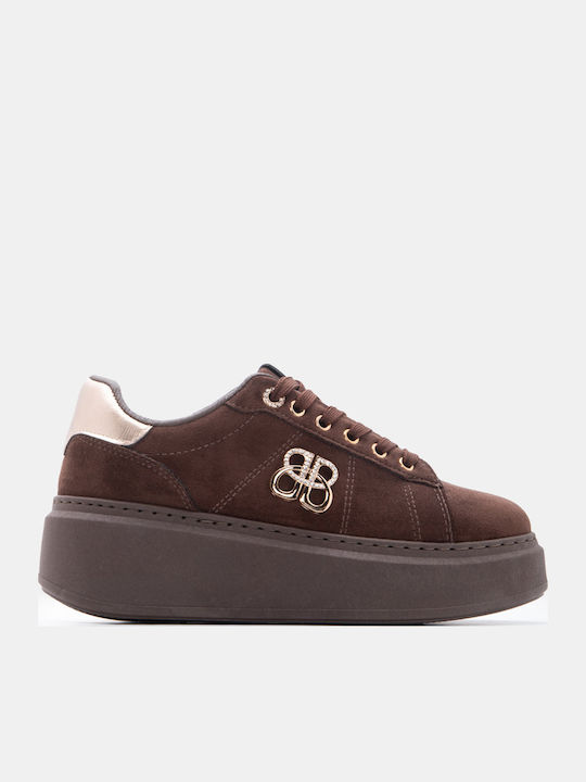 Damen Flatforms Sneakers Dunkelbraune