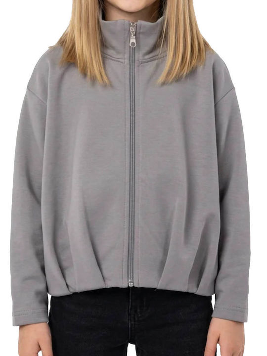 Joyce Kids Sweatshirt Cardigan With Hood Lt Grey