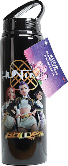 Kinder Trinkflasche mit Flip-Top Goldenes Aluminium K-Pop-Dämonenjäger Schwarz 750ml