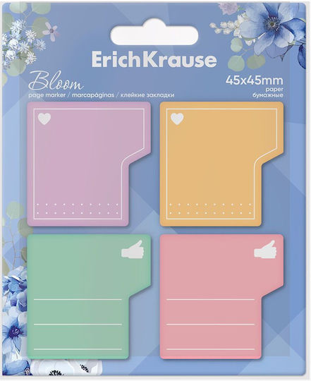 ErichKrause Selbstklebende Papier Lesezeichen Set 80 Blätter/45x45mm Pastell Bloom