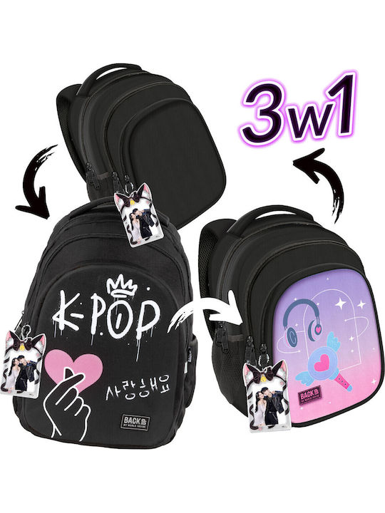 BackUP Schulranzen Rucksack Kindergarten mit Flaschenhalter Schwarz 26l 32 x 22 x 42cm