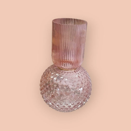 Dekorative Vase Glas Geblasen Rosa Y30cm Boden2