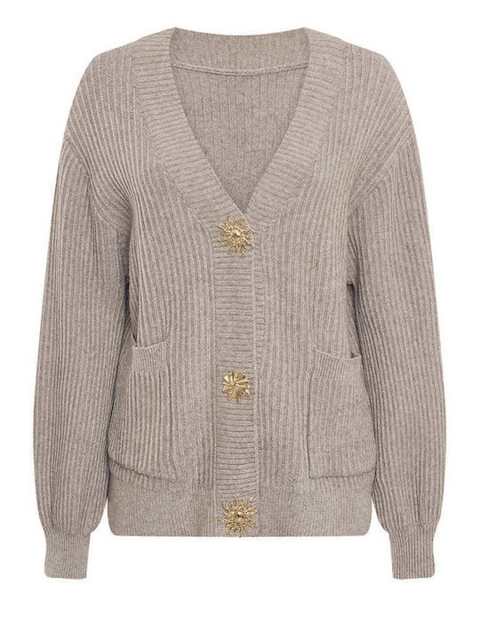 Celestino Women's Knitted Rib Cardigan With Met...
