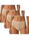 Hohe Taille Damen-Slips 3er Pack Beige