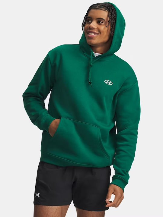 Under Armour Ua Rival Φούτερ Πράσινο με Κουκούλα