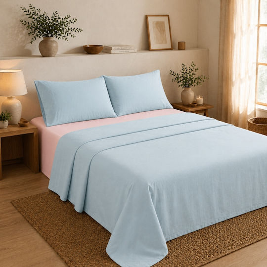 Oxford Home Σετ Υπέρδιπλο 4τμχ 240x260εκ. Γαλάζιο