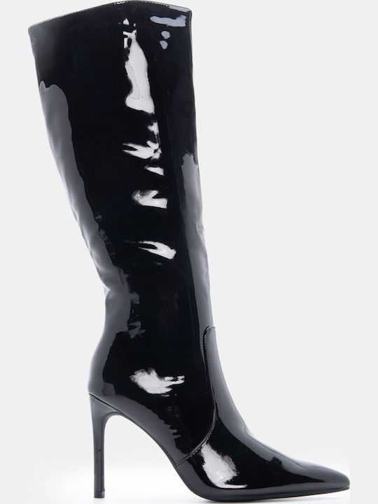 Suede Women's Boots with High Heel Black