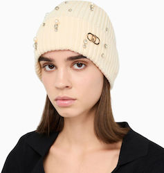 Liu Jo Beanie Unisex Knitted Beanie in White Colour