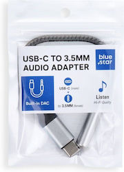 Blue Star USB-C Male to 3.5mm Female Grey Blue Star USB-C Male to 3.5mm Female Grey