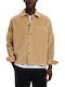 Μακρυμάνικo Κοτλέ Overshirt σε Κανονική Γραμμή Camel