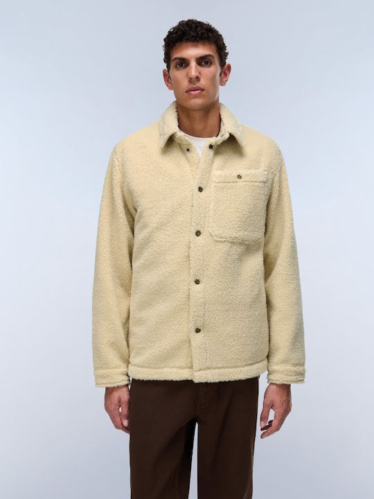 Napapijri Men's Beige Sherpa Jacket with Buttons