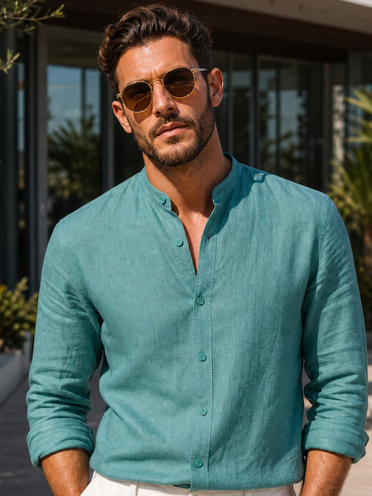 Panda Clothing Long Sleeve Linen Shirt in Regul...