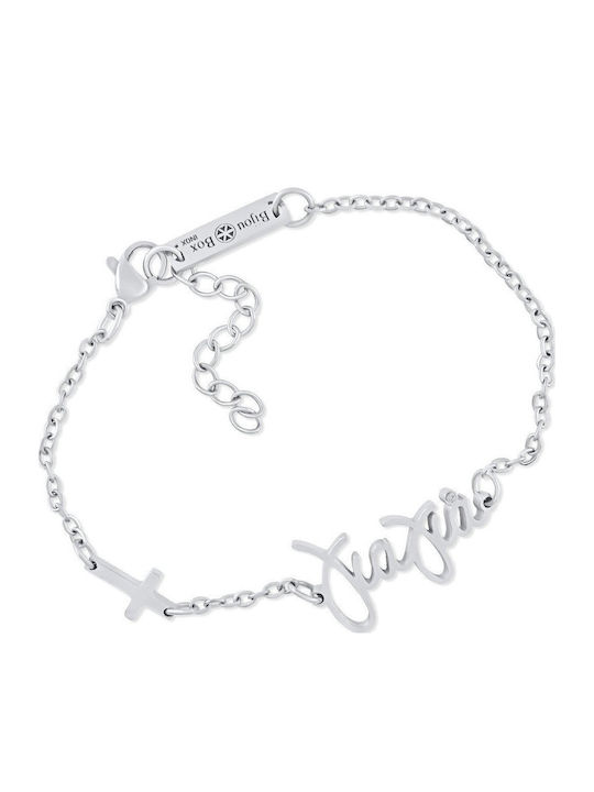 Bijou Box Damen Armband mit Kreuz-Design aus Stahl mit Zirkon