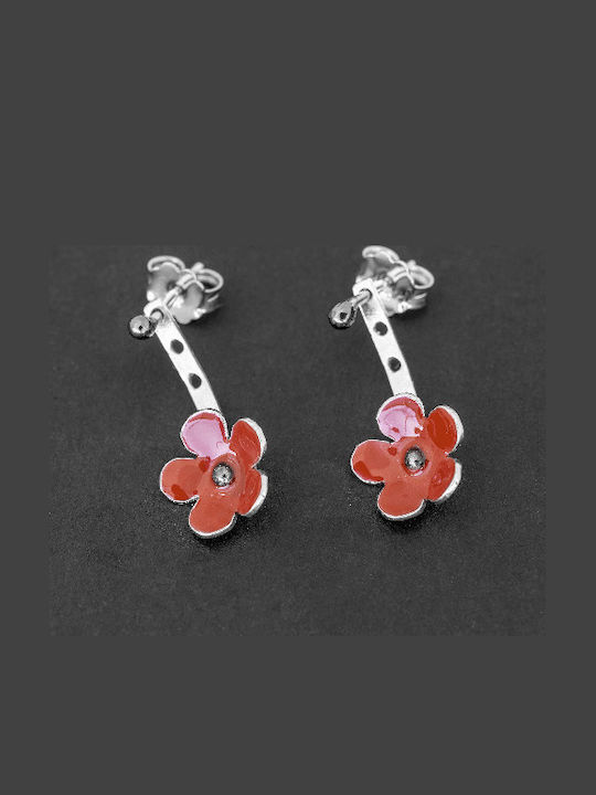 Earrings Jackets Flowers Enamel Handmade Silver 925 Earrings Jackets Flowers Enamel Handmade Silver 925