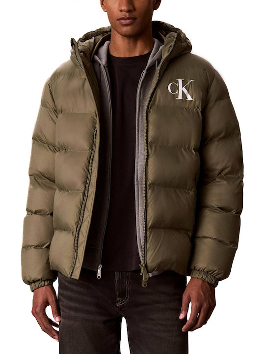 Calvin Klein Nylon Jacket Puffer Khaki