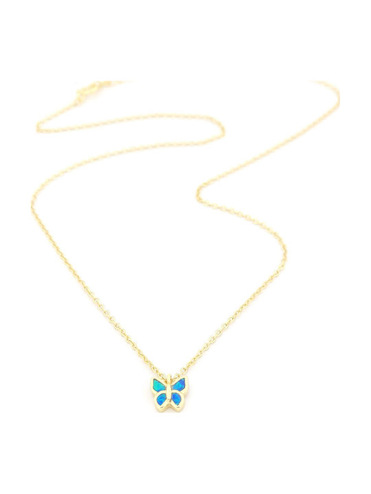 GLS Silver Necklace With Butterfly Design From Gold Plated Silver