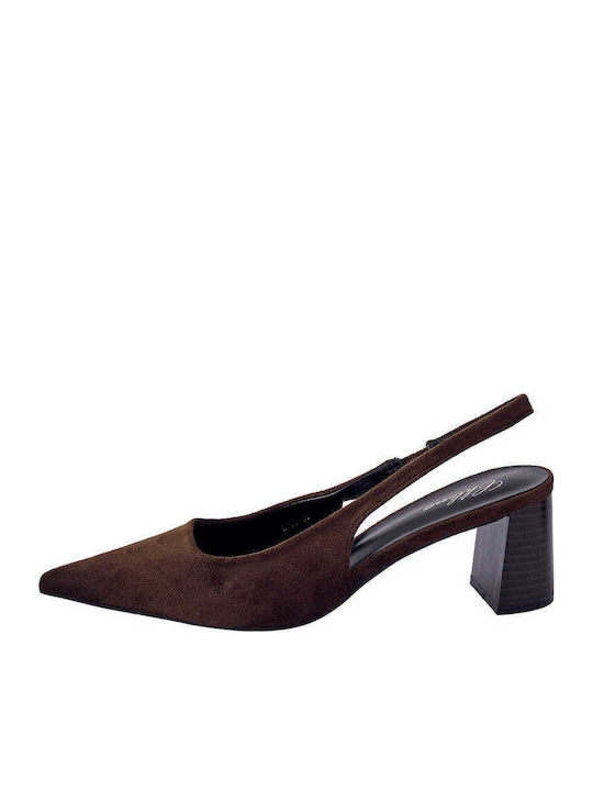 Celestino Γόβες Slingback Σουέντ Όψη Καφέ
