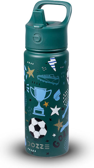 Dozze Stainless Steel Kids Water Bottle Football Thermos with Straw Non Spill Football Champs 530ml