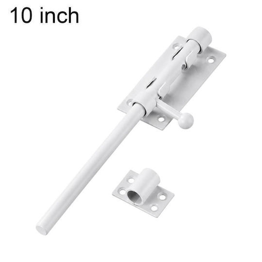 Door Lock Handle Stainless Steel 201 Sliding Bolt Keyhole Length 10 Inches White