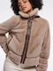 Short Women's Jacket for Winter Beige