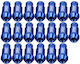 D1spec 20 Pieces Set Wheel Nuts M12 X 1.5 Racing Blue