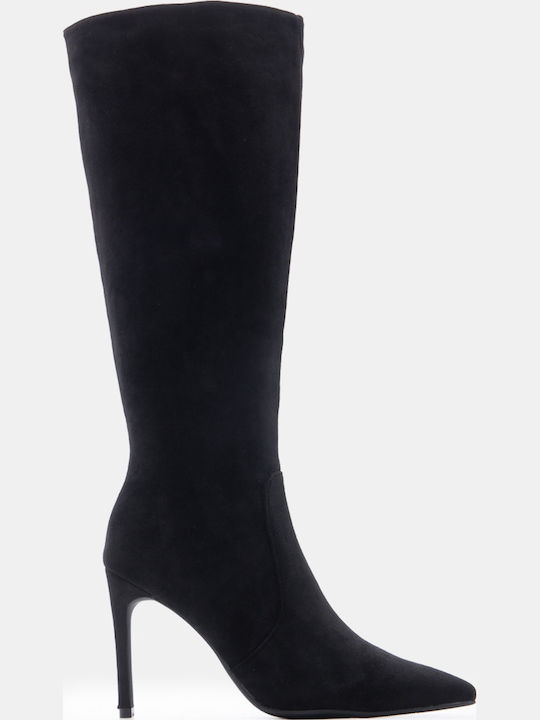 Luigi Suede Women's Boots with High Heel Black