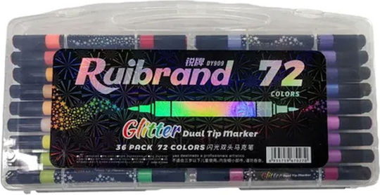 Markere cu Vârf Dublu, cu Glitter Set 72 Culori